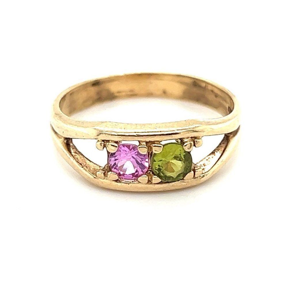 10k Gold Peridot/Pink Topaz Ring